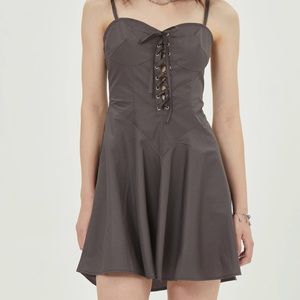 Cider Gray Corset Lace up Dress